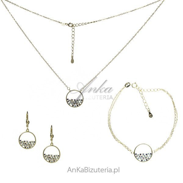 ankabizuteria.pl Srebrna biżuteria - komplet pozłacany z kolorowymi