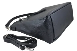 Pojemna skórzana torba z frędzlem - Czarna - Torebki damskie - miniaturka - grafika 8