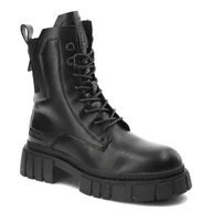 Botki damskie - Czarne Botki Big Star Damskie Skórzane Ocieplane Obuwie - miniaturka - grafika 1