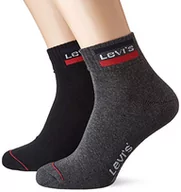 Skarpetki męskie - Levi's Męskie skarpety Levis 144ndl Mid Cut Sprtwr Logo 2p, wielokolorowy (Mid Grey/Black 208), 35-38 EU - miniaturka - grafika 1