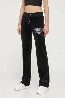 Spodnie damskie - Juicy Couture spodnie dresowe kolor czarny z aplikacją - grafika 1