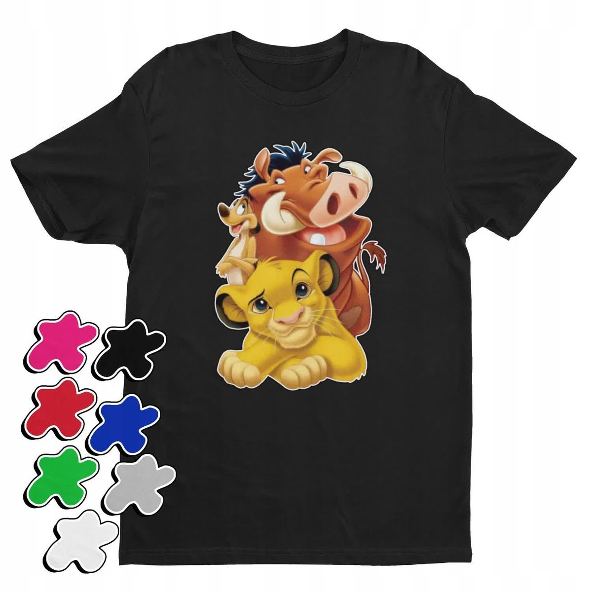 Koszulka T-Shirt Dziecięca Z Nadrukiem Król Lew Timon Pumba -L 146-152