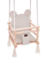 Huśtawki - Drewniana huśtawka 3w1 z poduszką beżowy M4-Z69 - miniaturka - grafika 1