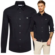 Koszule męskie - czarna koszula meska slim fit elegancka koszula meska lacoste PREMIUM czarna koszula meska slim fit elegancka koszula meska lacoste PREMIUM r.L - miniaturka - grafika 1