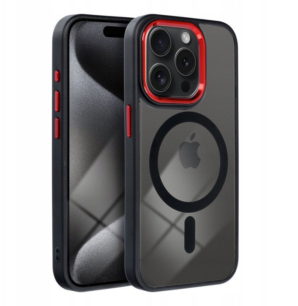 Futerał COLOR EDGE MAG COVER kompatybilny z MagSafe do IPHONE 17 czarno czerwony