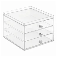 Koszyki łazienkowe - Organizer na kosmetyki z 3 szufladkami iDesign Wers, wys. 13 cm - miniaturka - grafika 1