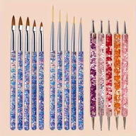 Ozdoby do paznokci - TEMU 15 szt. Zestaw Pędzli do Paznokci – Akrylowe, Żelowe, Ombre, Liner, Manicure, Malowanie, Długopisy z Podwójnymi Końcówkami, Różdżki do Proszku i - miniaturka - grafika 1