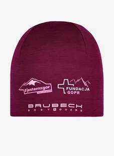 Czapka Brubeck Merino Wool Hat Wspieram GOPR - plum - Czapki damskie - miniaturka - grafika 1