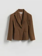 Marynarki i żakiety damskie - Reserved - Taliowana marynarka z wiskozą - warm olive - miniaturka - grafika 1