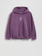 Bluzy dla chłopców - Reserved - Bawełniana bluza z kapturem - fioletowy - miniaturka - grafika 1