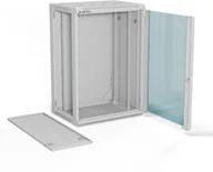 Szafy rack - Szafa wisząca 19" 18U 600x450, drzwi szklane jednoskrzydłowe, tył osłona pełna demontowalna, osłony boczne pełne demontowalne zamykane na klucz, 4 belki, kolor szary, do samodzielnego montażu - Flat Pack, ALANTEC - miniaturka - grafika 1
