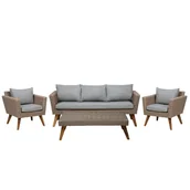 Meble ogrodowe - Beliani Zestaw ogrodowy rattan brązowy/szary VITTORIA XL - miniaturka - grafika 1