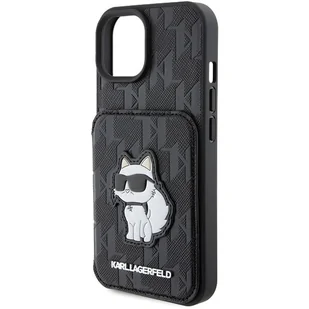 Karl Lagerfeld KLHCP15SSAKCNSCK iPhone 15 6.1" czarny/black hardcase Saffiano Cardslots and Stand Monogram Choupette - Etui i futerały do telefonów - miniaturka - grafika 6