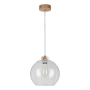 Lampy sufitowe - Britop LAMPA wisząca LAGUNA 18720174 skandynawska OPRAWA szklana kula zwis przezroczysty drewno - miniaturka - grafika 1