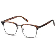 Okulary korekcyjne, oprawki, szkła - Oprawki korekcyjne zerówki okulary półramki 886F panterkowo-grafitowe - miniaturka - grafika 1