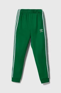 Spodnie i spodenki dla dziewczynek - adidas Originals spodnie dresowe dziecięce kolor zielony z aplikacją - grafika 1
