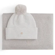 Czapki damskie - Zestaw Szalik i Czapka Tommy Hilfiger Pom Pom AW0AW17995 Beżowy - miniaturka - grafika 1