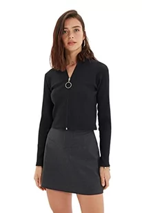 Trendyol Damska szczupła Bodycon stójka dzianinowa bluzka, Czarny, XL - Body - miniaturka - grafika 1