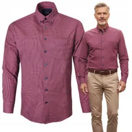 Koszule męskie - KOSZULA Męska z Długim Rękawem Bawełniana Bordowa Slim Fit XL Pako Jeans - miniaturka - grafika 1