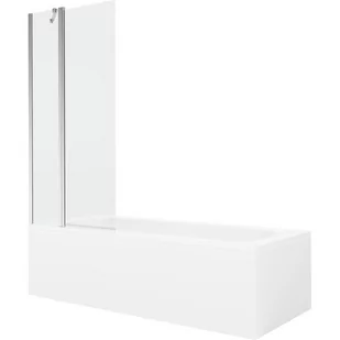 Mexen Vega wanna prostokątna 150 x 70 cm z obudową i parawanem 1-skrzydłowym 80 cm, transparent, chrom - Wanny - miniaturka - grafika 1