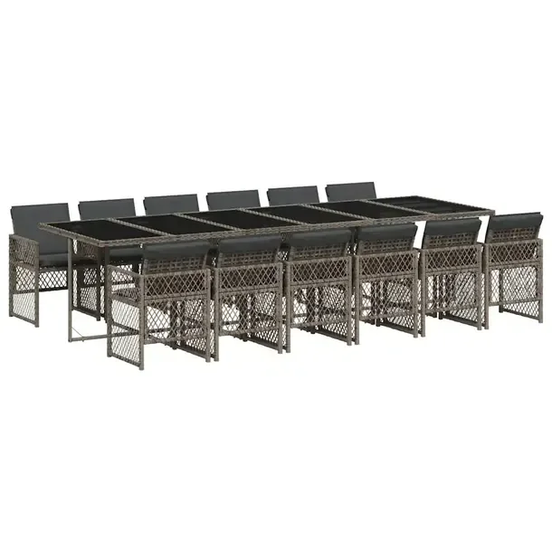 Zestaw mebli ogrodowych szary rattan PE 330 x 106 x 73 cm z poduszkami