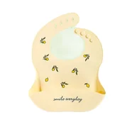 Śliniaki i fartuszki - Śliniak Silikonowy Z Miseczką Limonka - miniaturka - grafika 1