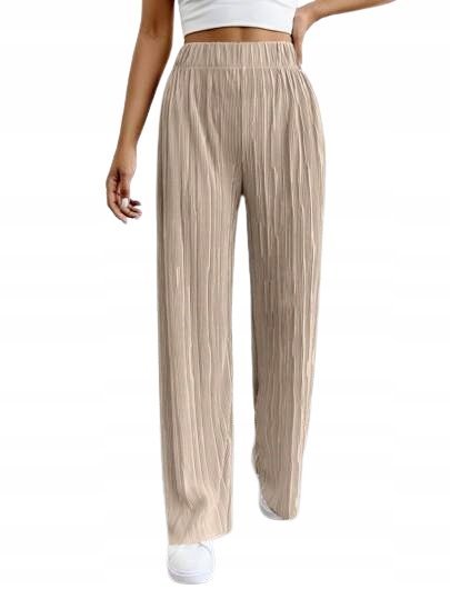 SHEIN BEŻOWE SPODNIE CASUAL Z PLISOWANIEM PETITE M 1HB