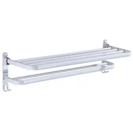 Wieszaki łazienkowe - Wieszak na ręczniki, odpowiedni do kuchni i łazienki, podwójna warstwa z haczykami, składany, 60 cm, biały - miniaturka - grafika 1