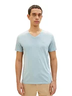 Koszulki męskie - T-shirt męski TOM TAILOR Basic z dekoltem w szpic, 28129-jasny lodowy błękit, XXS - miniaturka - grafika 1