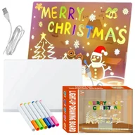 Tablice dla dzieci - Podświetlana Tablica LED do rysowania pisania 30x20 cm Akrylowa Świecąca Zestaw Pisaki Zasilana USB - miniaturka - grafika 1