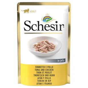 Schesir 20 + 4 gratis! w galarecie, saszetki, 24 x 85 g - Tuńczyk z kurczakiem - Mokra karma dla kotów - miniaturka - grafika 4