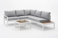 Meble ogrodowe - Meble Ogrodowe Narożnik Nowoczesny Aluminium Nicea Biały Prawy - miniaturka - grafika 1