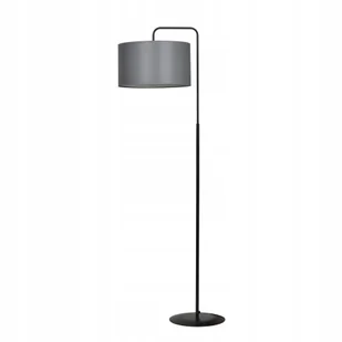 Lampa stojąca podłogowa czarna z szarym abażurem 150 cm do salonu Emibig - Lampy stojące - miniaturka - grafika 1