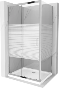 Mexen Apia kabina prysznicowa rozsuwana 130x70 cm, pasy, chrom + brodzik Flat - 840-130-070-01-20-4010 - Kabiny prysznicowe - miniaturka - grafika 1