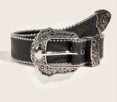 Paski - Gotycki Pasek w Stylu Y2K Czarny Kowbojski Goth Prezent Streetwear 105cm - miniaturka - grafika 1