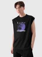 Koszulki męskie - 4F Tank top oversize z nadrukiem męski - czarny XL - miniaturka - grafika 1