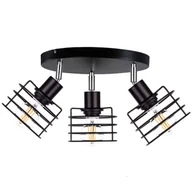 Lampy sufitowe - KET Druciana LAMPA sufitowa loftowa OPRAWA regulowana metalowa czarna KET314 - miniaturka - grafika 1