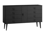 Komody - Komoda sosnowa drewniana Venuci nr4 155 cm 4s czarna - miniaturka - grafika 1