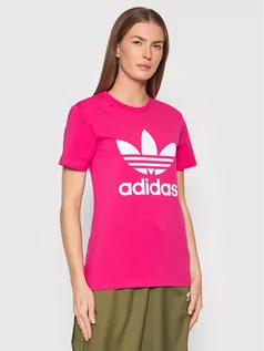 Koszulki sportowe damskie - Adidas T-Shirt adicolor Classics Trefoil HG3785 Różowy Regular Fit - grafika 1