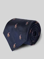 Krawaty i muchy męskie - Krawat jedwabny z wyhaftowanym logo - miniaturka - grafika 1