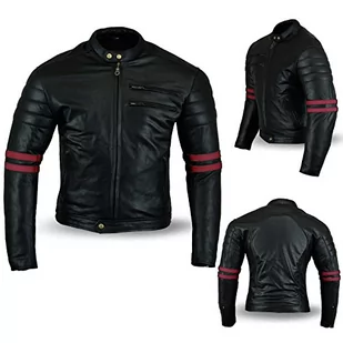 Bikers Gear The Rocker motocykl czarna skórzana kawiarnia Racer kurtka CE1621-1 PU pancerz, OxBlood UK 42 EU 52 XL - Odzież motocyklowa - miniaturka - grafika 1