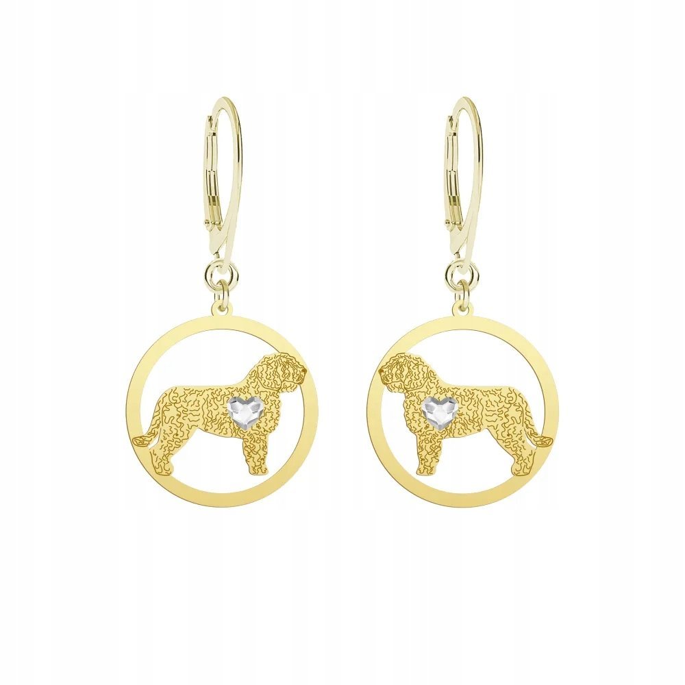 Kolczyki Złote z psem Hiszpański Pies Dowodny 925 Prezent DEDYKACJA GRATIS