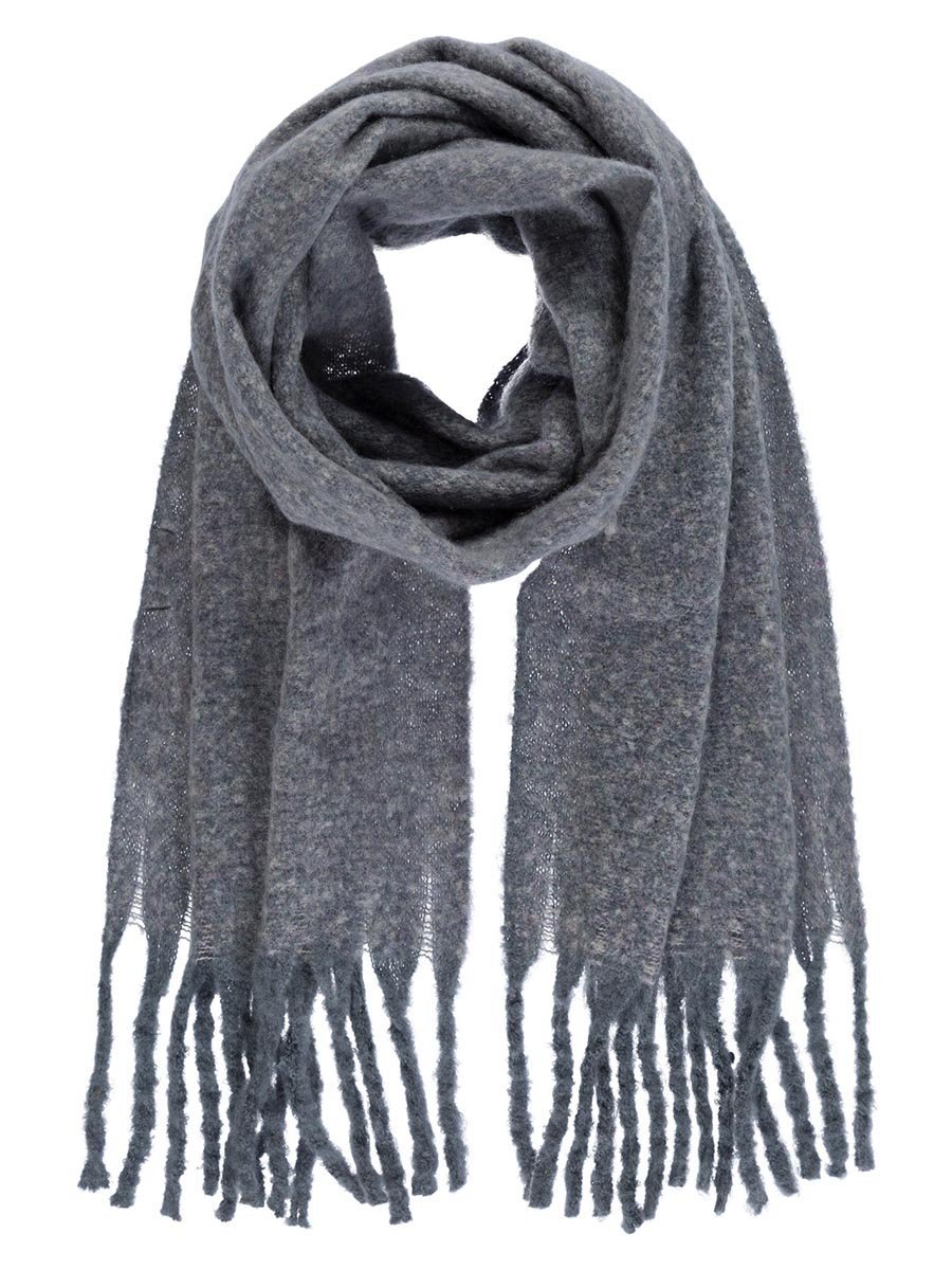 Damski szalik z frędzlami szary Passigatti