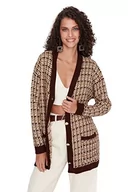 Swetry damskie - Trendyol Damski kardigan oversize basic z dekoltem w serek, Brązowy, M - miniaturka - grafika 1