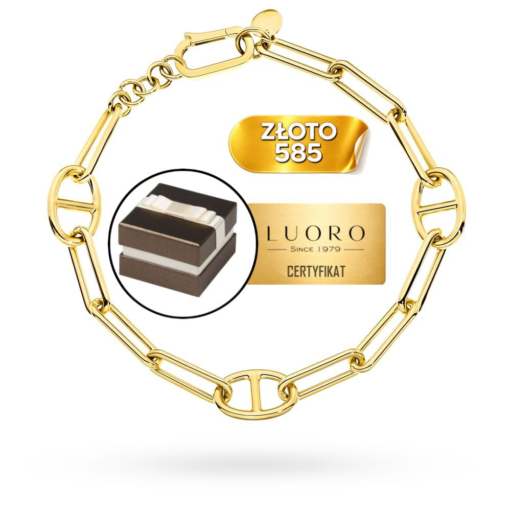 Bransoletka złota 585 14K długie ogniwa owal 17 cm elegancka klasyczna