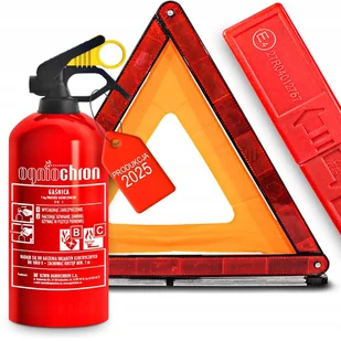 GAŚNICA SAMOCHODOWA PROSZKOWA 1KG SAMOCHODOWA TRÓJKĄT OSTRZEGAWCZY ETUI HOMOLOGACJA - Akcesoria motoryzacyjne - miniaturka - grafika 1