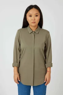Prosta koszula z wiskozy : kolor - Khaki, size - 40 - Bombshe - Koszule damskie - miniaturka - grafika 1