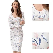 Bielizna nocna - Koszula damska LUNA kod 275 kremowa rysowane kwiaty  3XL - miniaturka - grafika 1
