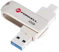 Pendrive - Pendrive 32GB USB 3.2 Gen 1 USB A / USB C Forcell F-Data Metal Duo srebrny - miniaturka - grafika 1
