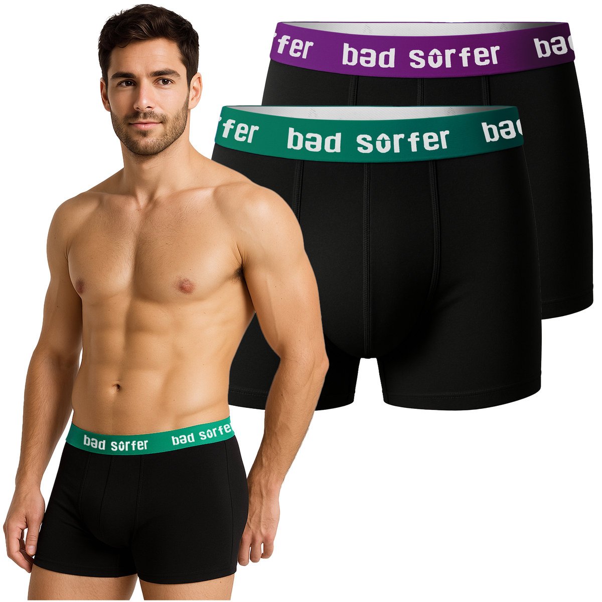 Bad Surfer OnlyWave! Bokserki Męskie 2 sztuki Bawełniane Logo Rozmiar XL